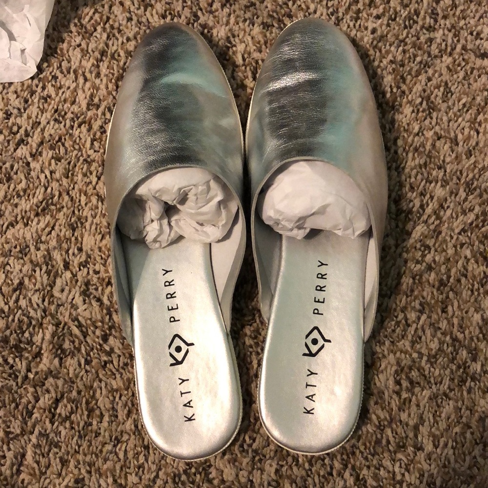 Katy Perry silver slip shoes
